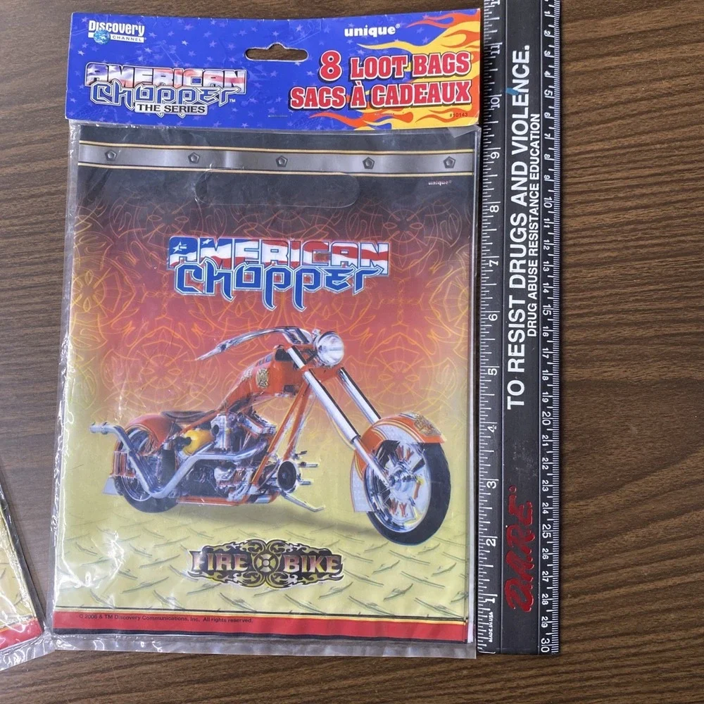 VTG American Chopper FIRE BIKE 2x 8ct Loot Bags Party Supplies Discovery 2006